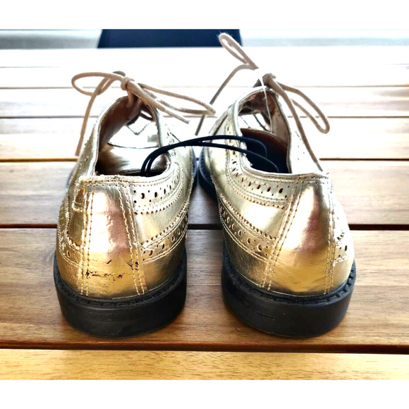 BDG Women's Shoes Oxford Lace Up Gold Size 8 Lace-up Metallic New - Picture 2 of 7